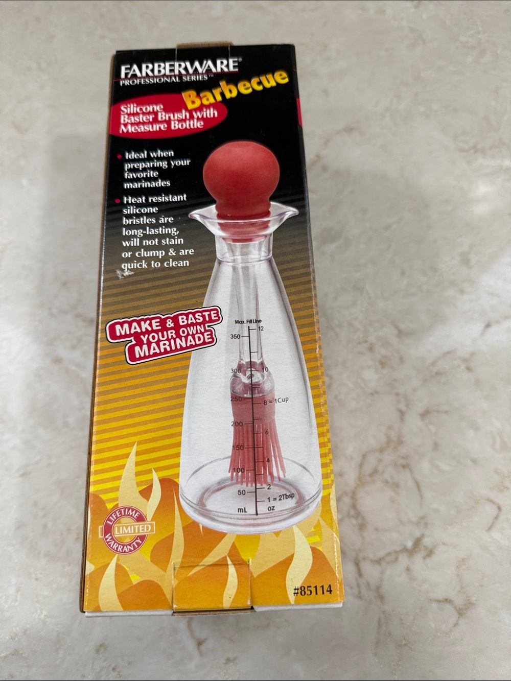Farberware Barbecue Silicone Baster Brush with Red Top and Clear Bottle
